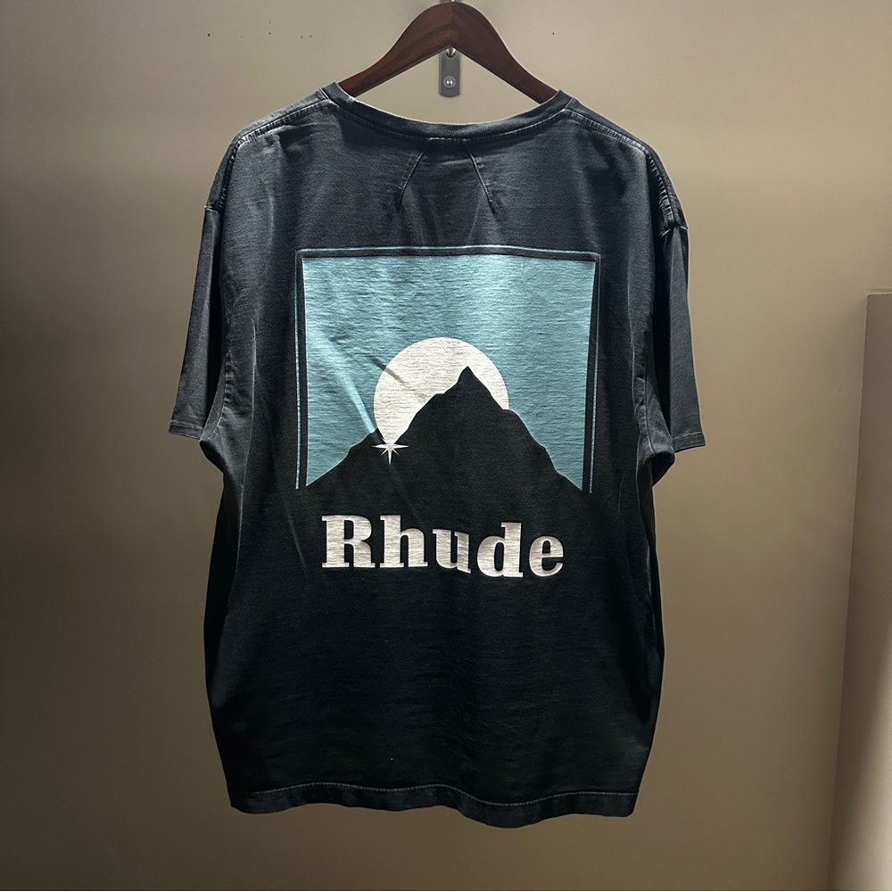 RARE Rhude Moonlight Blue Logo Tee Mountain Star
